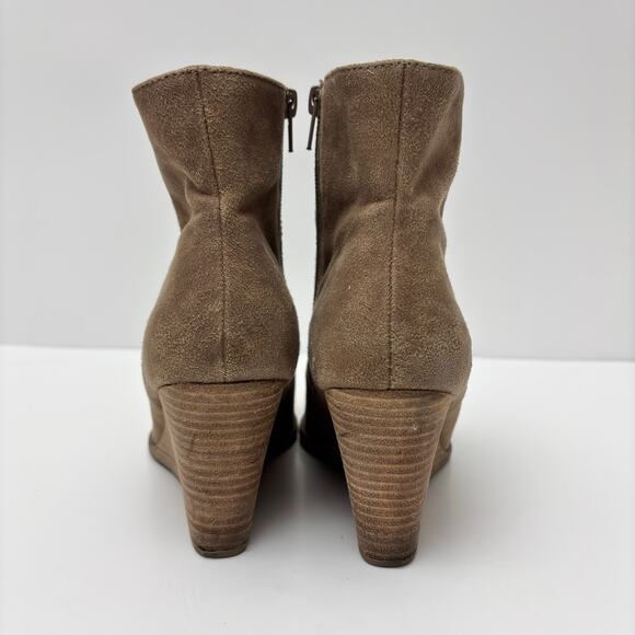 Dolce Vita Rupart Wedge Square Toe Ankle Bootie Truffle Tan Suede Women's Size 7 - Picture 3 of 10